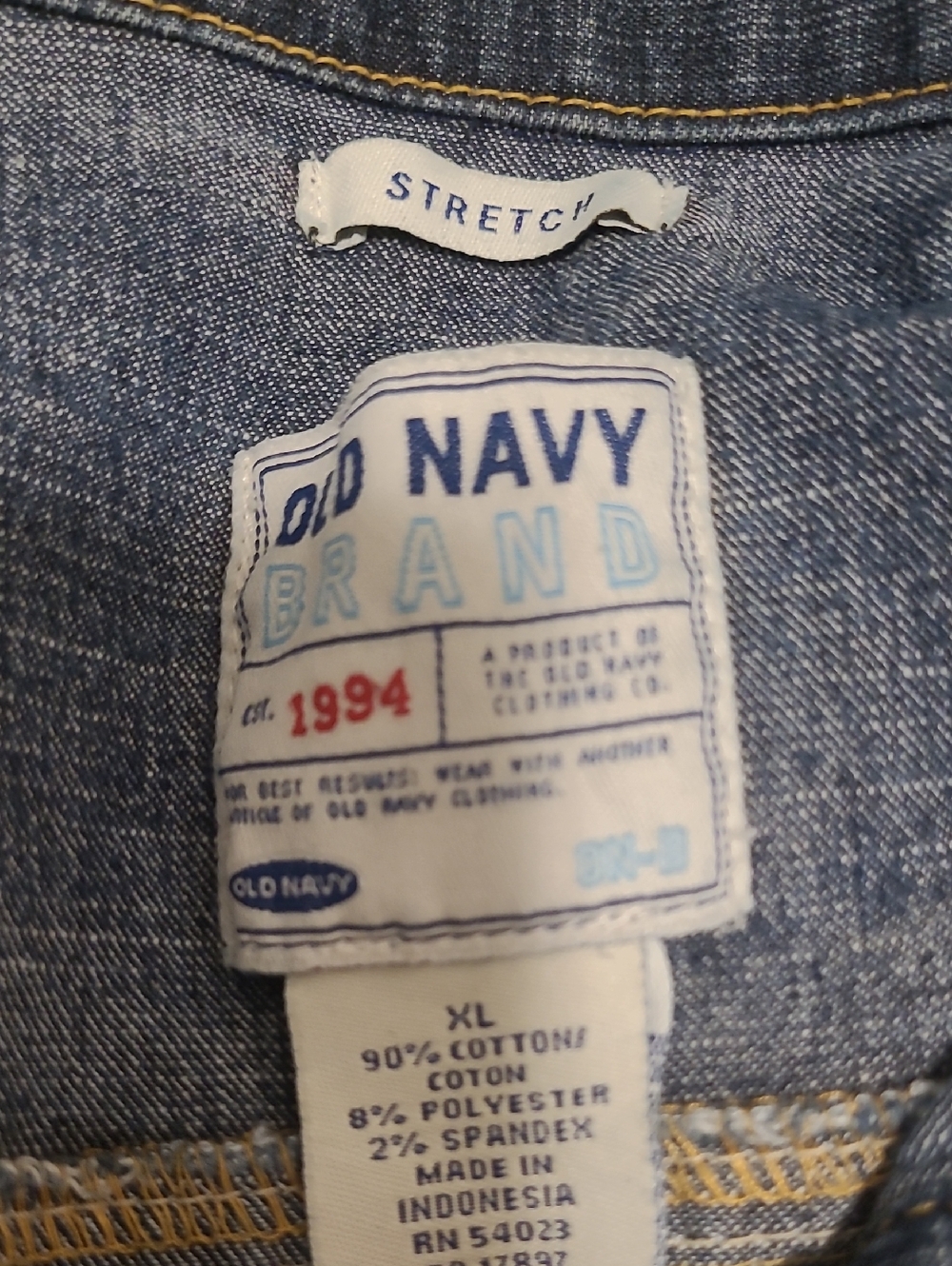 Old Navy Blue Denim Shirt with Stretch Label